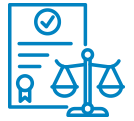 Certificate and scales icon for wills, trusts, and probate administration services.